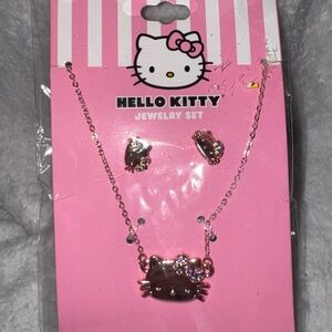 NIP Hello Kitty Jewelry Set - Rose Gold Tone Necklace & Earrings Sanrio Kawaii